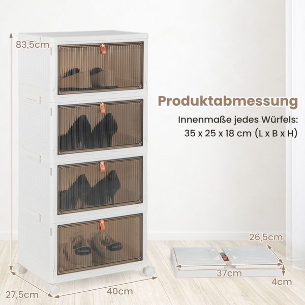 4-Ebenen Aufbewahrungsboxen mit Deckel & Magnetischen Transparenten Türen & Rollen