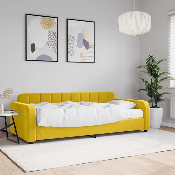 vidaXL Tagesbett mit Matratze Gelb 90x200 cm Samt 3196910