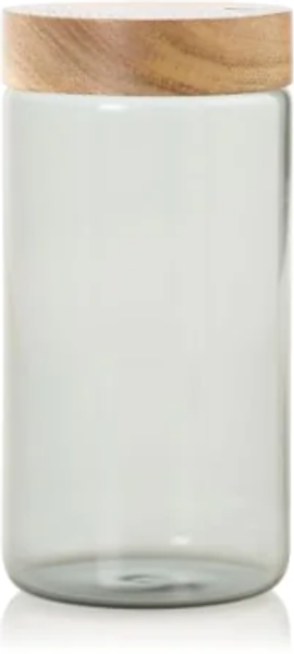 PureJar Vorratsglas 1200 ml – Handgefertigtes Borosilikatglas mit Akazienholzdec...