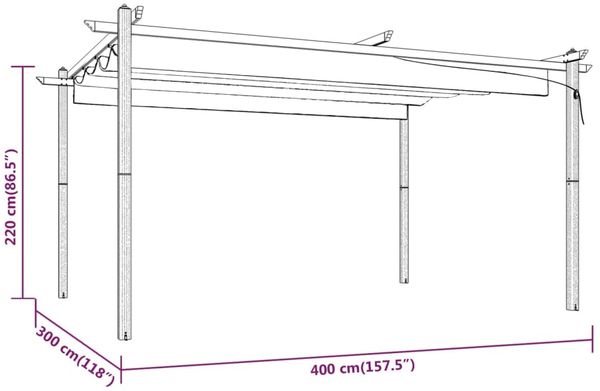 vidaXL Pavillon mit Ausziehbarem Dach 4x3 m Taupe 318539 Bild 8