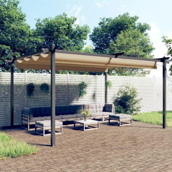 vidaXL Pavillon mit Ausziehbarem Dach 4x3 m Taupe 318539