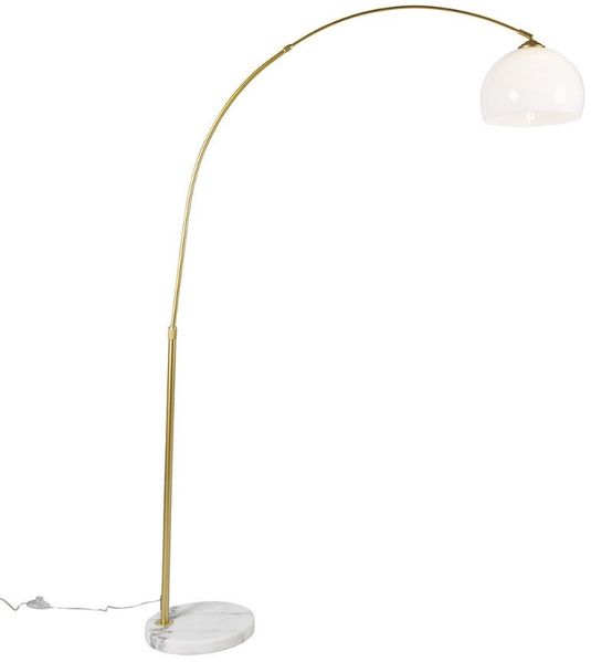 Qazqa Bogenlampe Arc-basic, Dimmbar, LED wechselbar, Extra-Warmweiß, QAZQA Bogenlampe, e27, Messing, Stahl, Modern