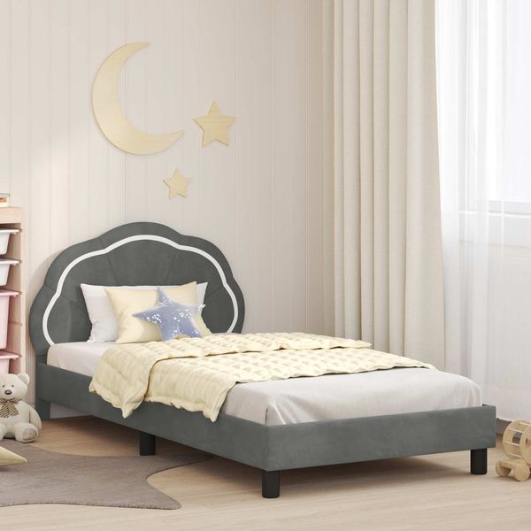 vidaXL Kinderbettgestell mit Kopfteil Dunkelgrau 80 x 200 cm Samt 42010909