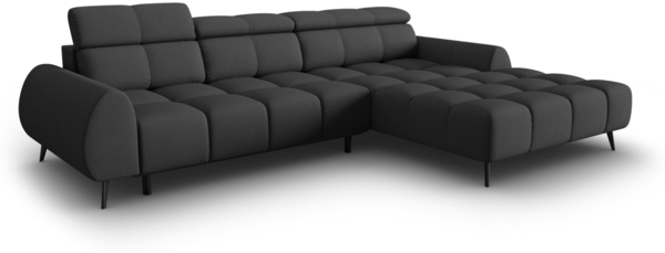 Micadoni Ecksofa Alyse 5-Sitzer Rechts Strukturierter Stoff Dunkelgrau