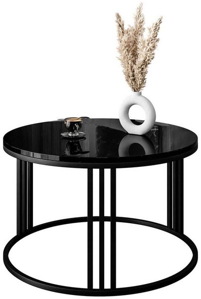 Lookway Couchtisch LORI mit Hochglanz Platte (1x Couchtisch), Durchmesser: ⌀70 cm