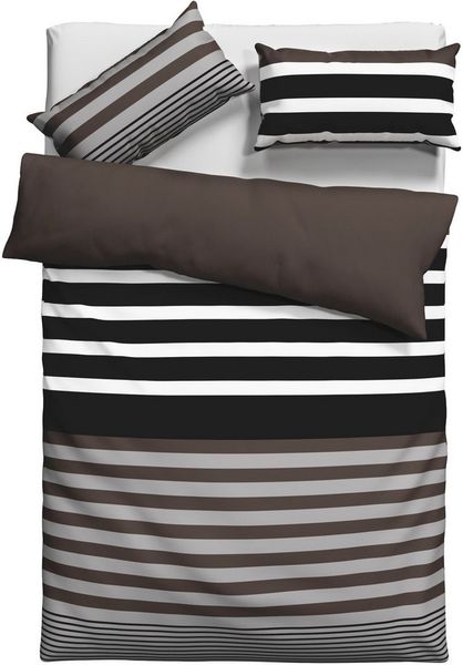 H.I.S Bettwäsche Majoran, Polycotton recycelt, 2 teilig, gestreifte Bettwäsche in verschiedenen Qualitäten