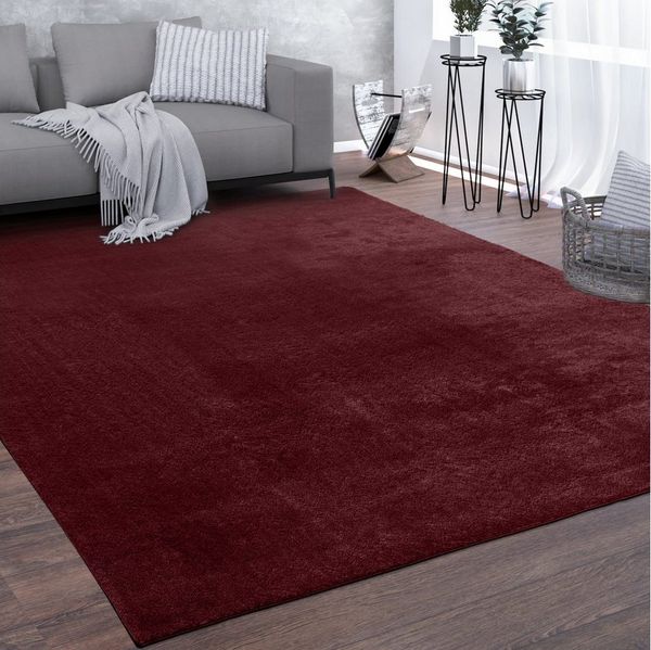 KADIMA DESIGN Teppich waschbar Unifarben Wohnzimmer schmutzabweisend Teppich Kurzflor, Rechteckig, Höhe: 14 mm, Florhöhe: 10 mm, 100% Polyester, Rechteckig, 60x100 cm, Rot