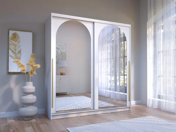 Vente-unique - ALVARENO Wardrobe and walk-in wardrobe Holz, Platte Weiß - B 60 cm x H 215 cm x L 200 cm
