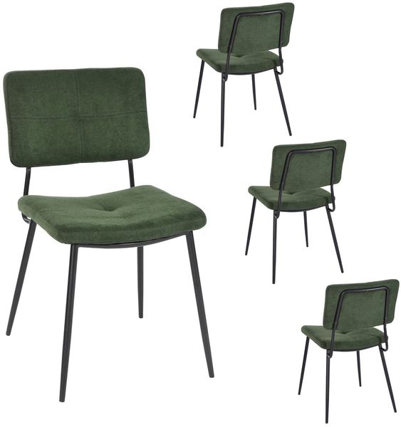 MEUBLE COSY Esszimmerstühle 4er Set Retro Küchenstühle Ergonomisch Wohnzimmerstuhl Bürostuhl Sessel mit Rückenlehne Sitzfläche aus Stoff Metallbeine