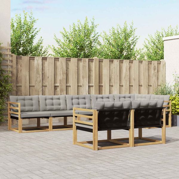 vidaXL Outdoor-Sofagarnitur mit Kissen 8 pcs Weiß und Hellgrau 3388793