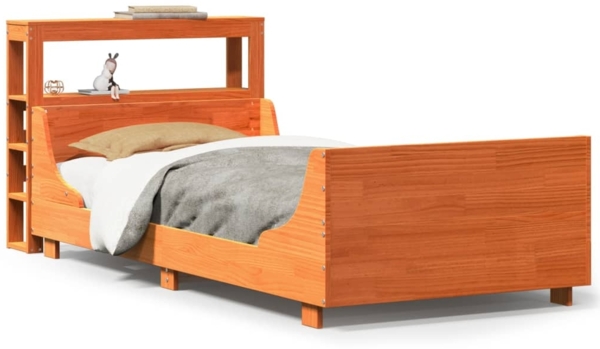 vidaXL Massivholzbett ohne Matratze Wachsbraun 90x190 cm Kiefernholz 3306482