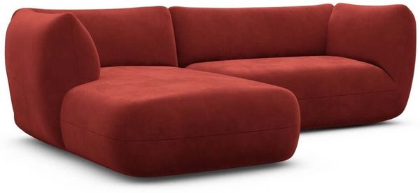 Samtstoff Ecksofa Madrid L Form - Samtstoff - rot - Links