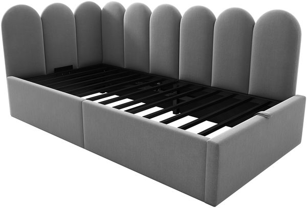 Kinderbett Tagesbett 90×200 cm mit hydraulischem Stauraum und Gitter-Design, Grau, ohne Matratze Bild 6