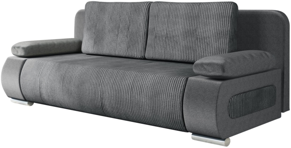 'Emma' Schlafsofa, Cord Grau, 18 x 172 x 60 cm
