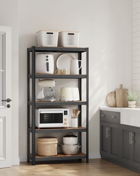 Songmics Schwerlastregal mit 5 Ablagen, Stahl / MDF, Schwarz / Vintagebraun, 180 x 40 x 90 cm