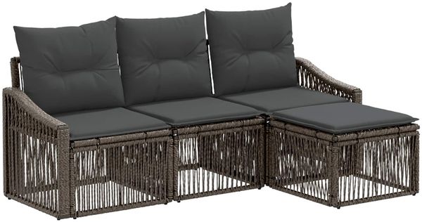 vidaXL Gartensofa-set 4 pcs Grau Poly-Rattan 3435986