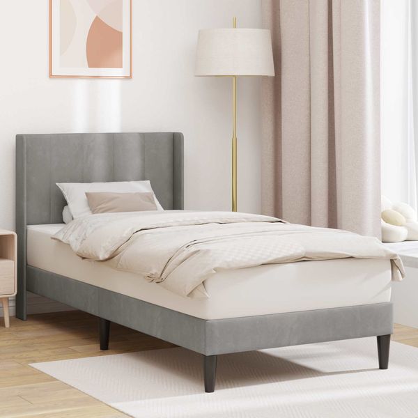 vidaXL Bettrahmen mit Kopfteil Hellgrau 90x200 cm Samt 42027479