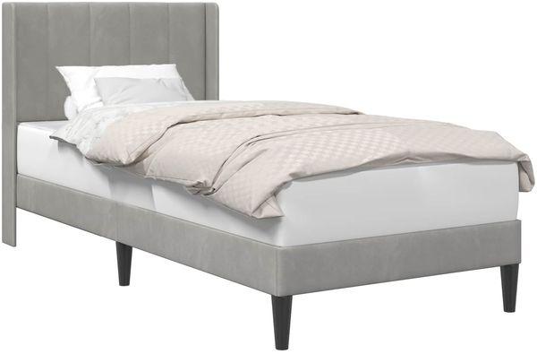 vidaXL Bettrahmen mit Kopfteil Hellgrau 90 x 200 cm Samt 42027479 Bild 2