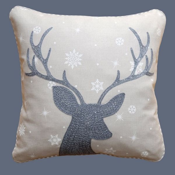 texpot Kissenhülle Kissenbezug Stickerei Hirsch Winter Weihnachten Dekokissen Sofakissen, (1 Stück)