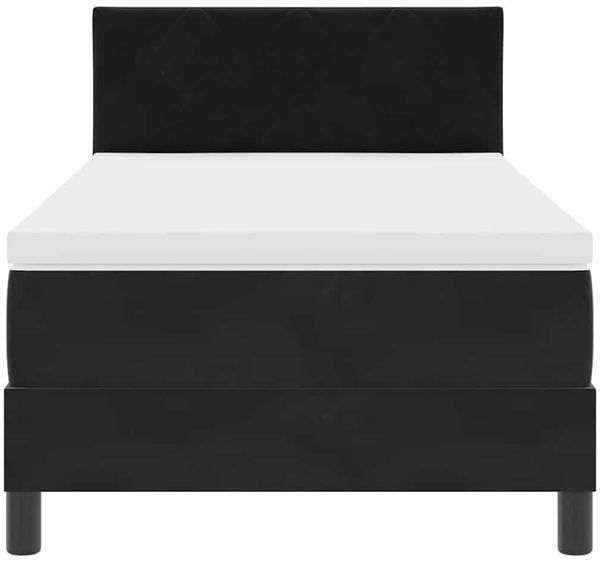 vidaXL LED Boxspringbett mit Matratze mit LED Schwarz 90 x 200 cm Samt 3342694 Bild 8