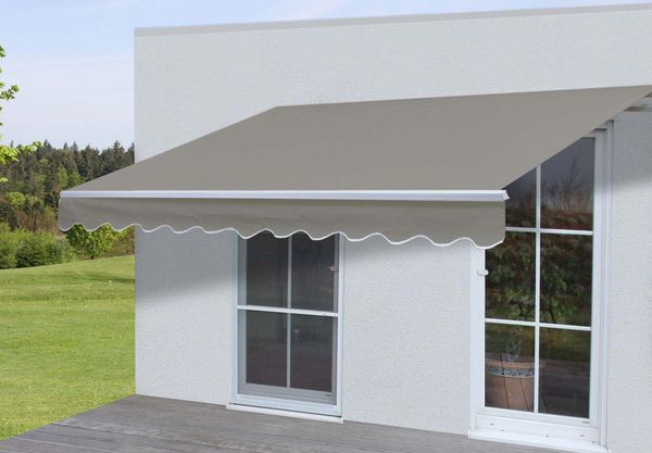 Alu-Markise T792, Gelenkarmmarkise Sonnenschutz 5x3m ~ Polyester, grau-braun