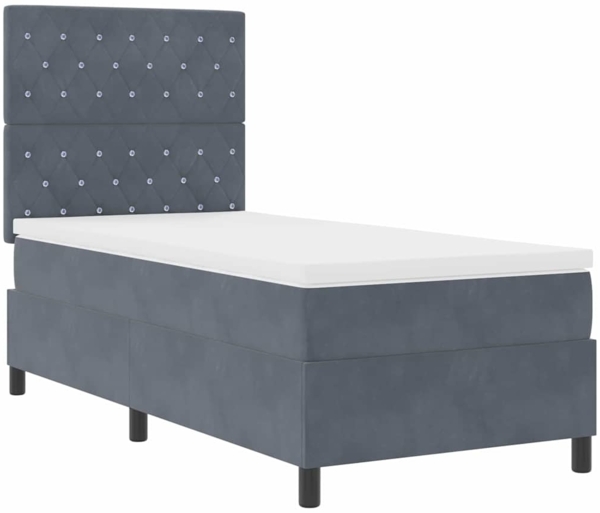 vidaXL Boxspringbett mit Matratze Dunkelgrau 100 x 200 cm Samt 3339747 Bild 4