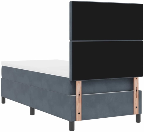 vidaXL Boxspringbett mit Matratze Dunkelgrau 100 x 200 cm Samt 3339747 Bild 8