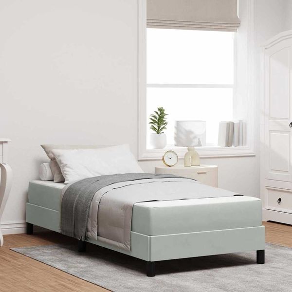 vidaXL Boxspringbett mit Matratze Hellgrau 80 x 220 cm Stoff 3398767