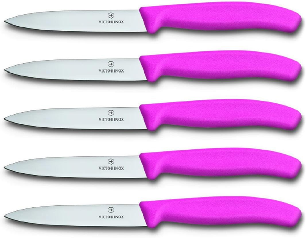 Victorinox | Swissclassic Gemüsemesser Set | 5-teilig | pinkes Polypropylen | ideal für präzises Schneiden und Schälen | langlebig und spülmaschinengeeignet