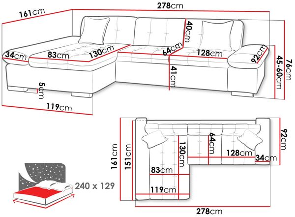 Ecksofa Malwi, Seite: Links, Farbe: Lux 06 + Lux 06 + Lux 05 Bild 7