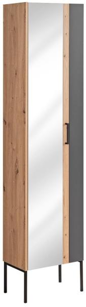 Hochschrank 'Pantin' mit Spiegel, Eiche Artisan/Grau matt, 170x45x30 cm