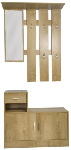 HTI-Line Garderoben-Set Garderobe Thekla, (Set, 1x Garderobenpaneel und 1x Schuhschrank, ohne Dekoration), Garderobenpaneel mit Spiegel, Hutablage und 5 Haken