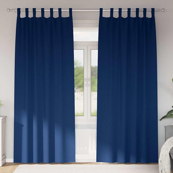 vidaXL Verdunkelungs-Vorhänge mit Ringen 2 pcs Dunkelblau 245 x 140 cm 4107586