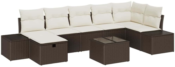 vidaXL Gartensofa-set mit Kissen 8 pcs Braun Poly-Rattan 3359407