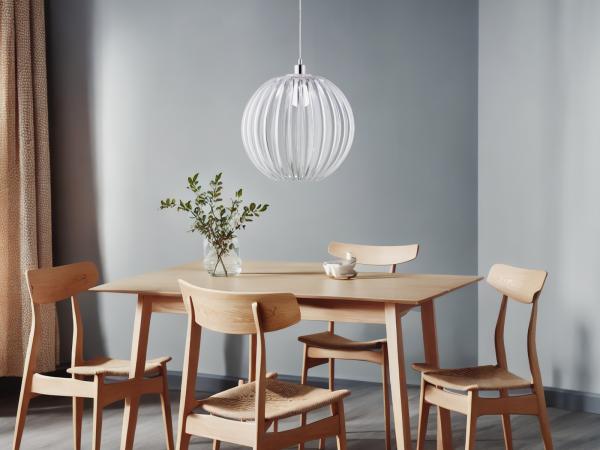 LED Kugel Pendelleuchte mit Acryllamellen transparent, Ø 40cm