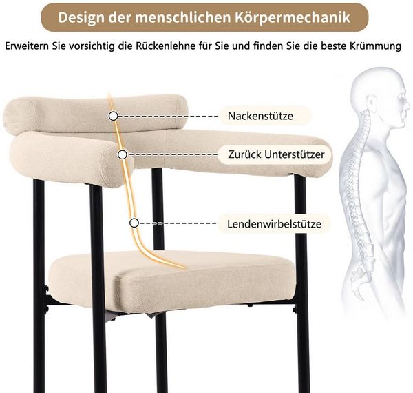 Tongtong Essgruppe moderner Küchentisch Set, MDF Tischplatte, Samt Stuhl mit Eisenbeinen, (geeignet für Esszimmer und Wohnzimmer, 7-tlg), 140x80cm Esstisch mit 6 Stühlen Set, Beige