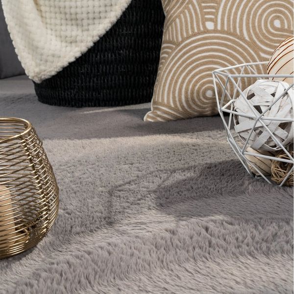 Carpetia Fellteppich Kunstfell Hasenfell-Optik, rund, Höhe: 10 mm, seidig weich & flauschig mit dichter Kurzflorstruktur