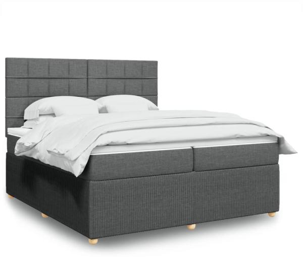 vidaXL Boxspringbett mit Matratze Dunkelgrau 200x200 cm Stoff 3294464