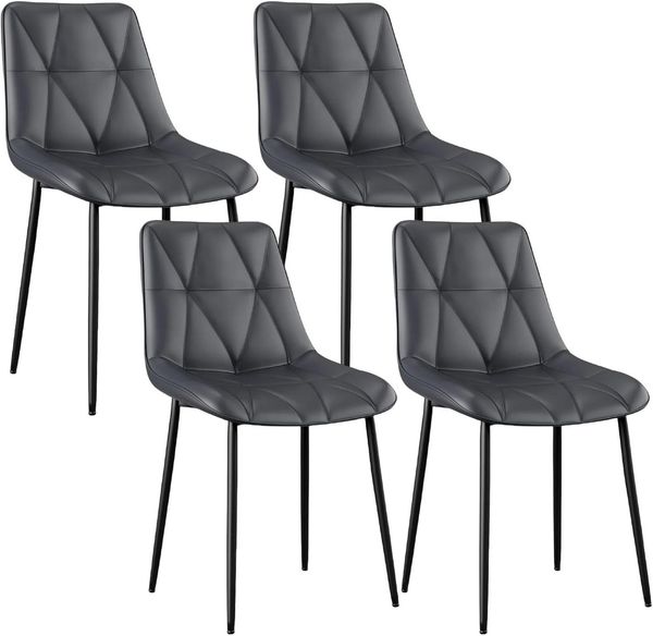 TLGREEN Esszimmerstuhl 2/4-er Küchenstuhl, PU Polsterstuhl mit Rückenlehne, (Metallbeine,Stabil, Komfortabel, Einfache Montage,Bis 200 kg, 4 St), für Wohnzimmer,Café, Teestube