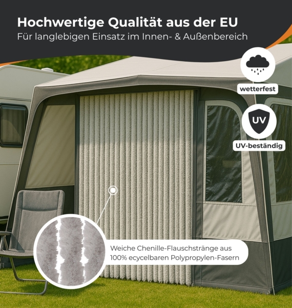 Flauschvorhang 90x220cm, perfekter Insekten- und Sichtschutz für Ihre Balkon- und Terrassentür, viele Farben Unistreifen rot Bild 6