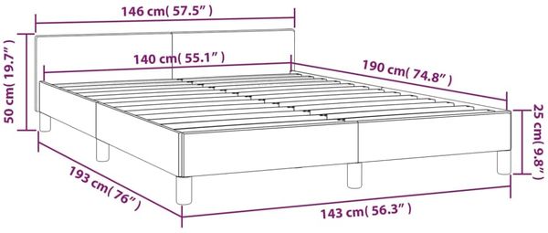 Bettgestell mit Kopfteil Hellgrau 140x190 cm Stoff [347407] Bild 9