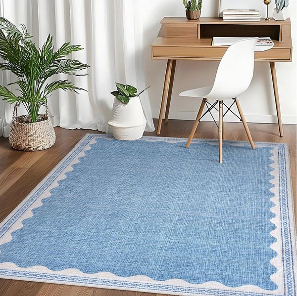 GarveeMore Teppich Doora, rechteckig, Höhe: 7 mm, mit besonders weichem Flor, Kurzflor, modern, wellenförmiger Bordüre