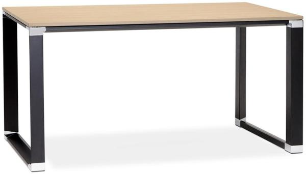 Kadima Design Computertisch | 140 x 70 x 74 cm | Platzsparend Elegant Minimalistisch | Beige-Schwarz | Schreibtisch für moderne Büros | Melaminholz