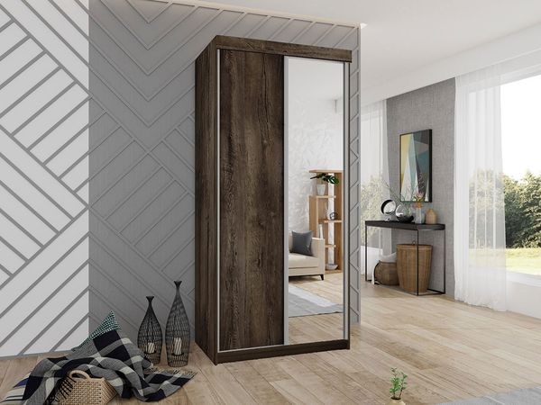 Kleiderschrank Toplo 23/100, mit RGB LED Beleuchtung, Farbe: Esche Dunkel