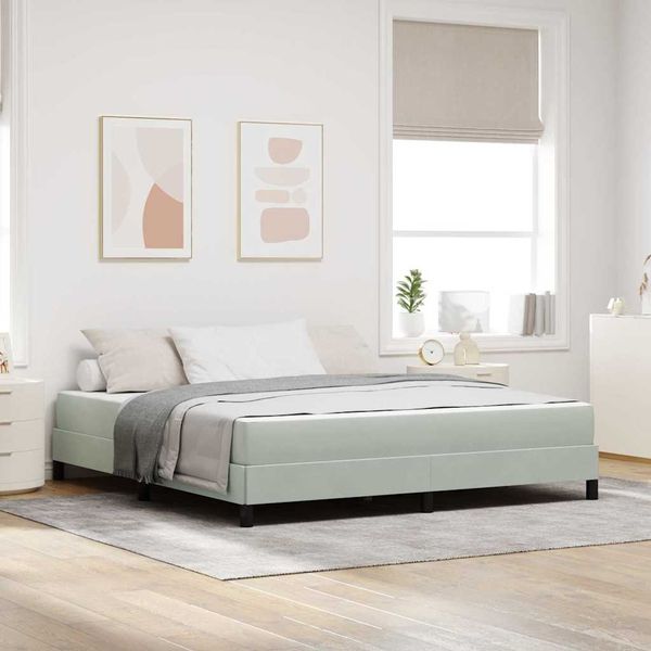 vidaXL Boxspringbett mit Matratze Hellgrau 180 x 200 cm Stoff 3398707