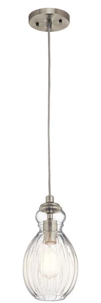 Hängeleuchte, Deckenlampe, Glas Nickel, D 15,2 cm