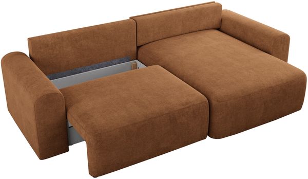 MKS Meble 'Nelson' Ecksofa mit Schlaffunktion und Bettkasten, L-form, Orange, Stoff Bild 5