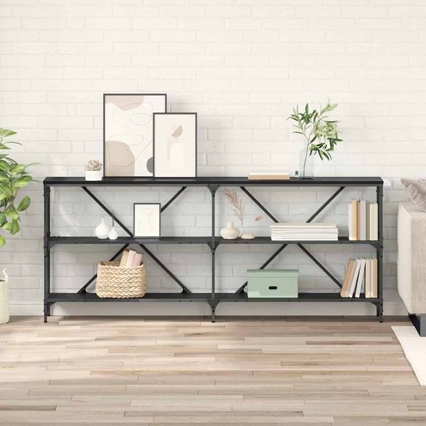 vidaXL Konsolentisch mit Regal Schwarz Eichen-Optik 180 x 30 x 75 cm 881907