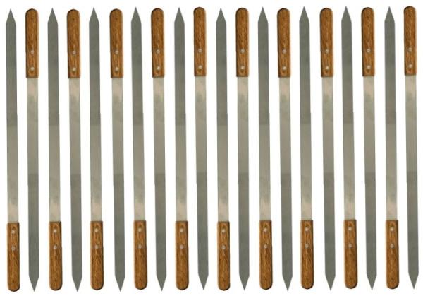 walexo Grillspieß Edelstahl Kebab Adana Grillspieße 600x23x2mm Holzgriff (20-St)