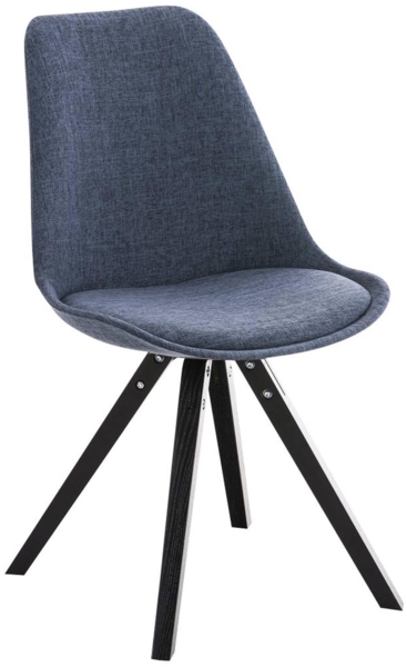 CLP Stuhl Pegleg Stoff Square mit Sitzpolster und eckigen Holzbeinen,blau schwarz
